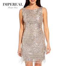 Sequin Beaded Sleeveless Korean Sexy Macrame Crystal Club Dress